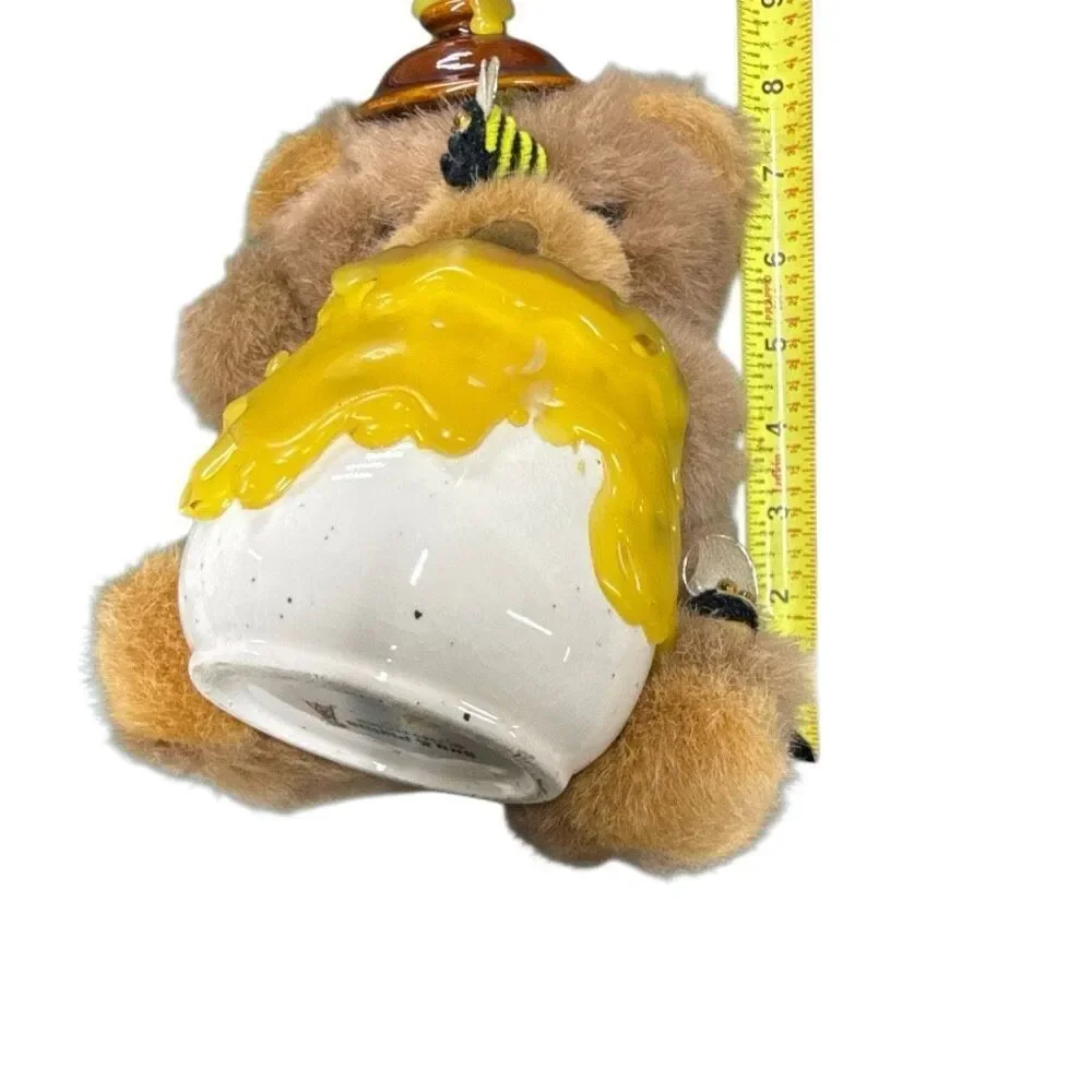 Shy & Plains 1980 Enesco Teddy Bear Plush Honey Pot Bees Dripping Stuffed Animal